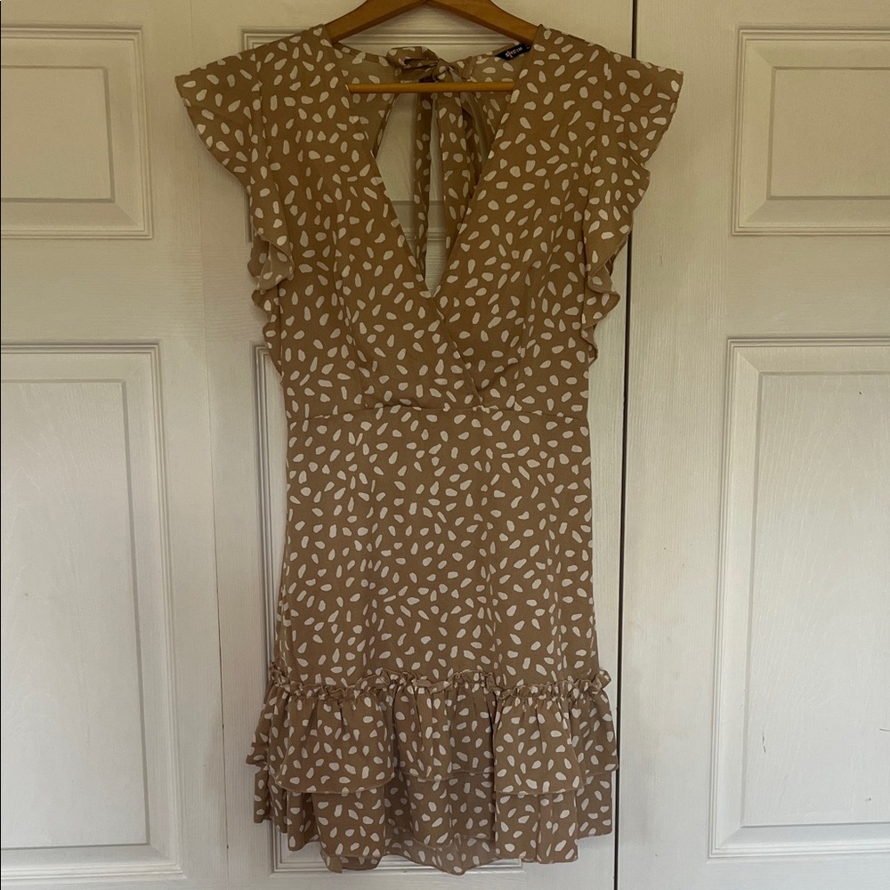 Tie back ruffle mini dress